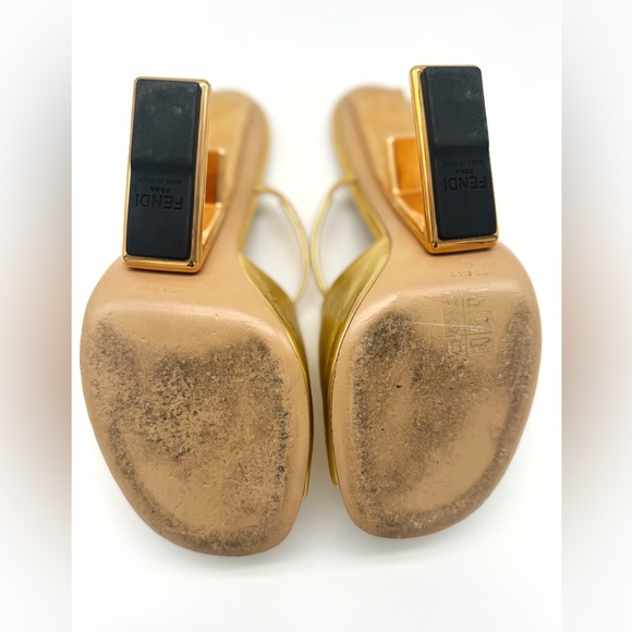 Fendi First Gold F Mule Heels - Picture 8 of 9